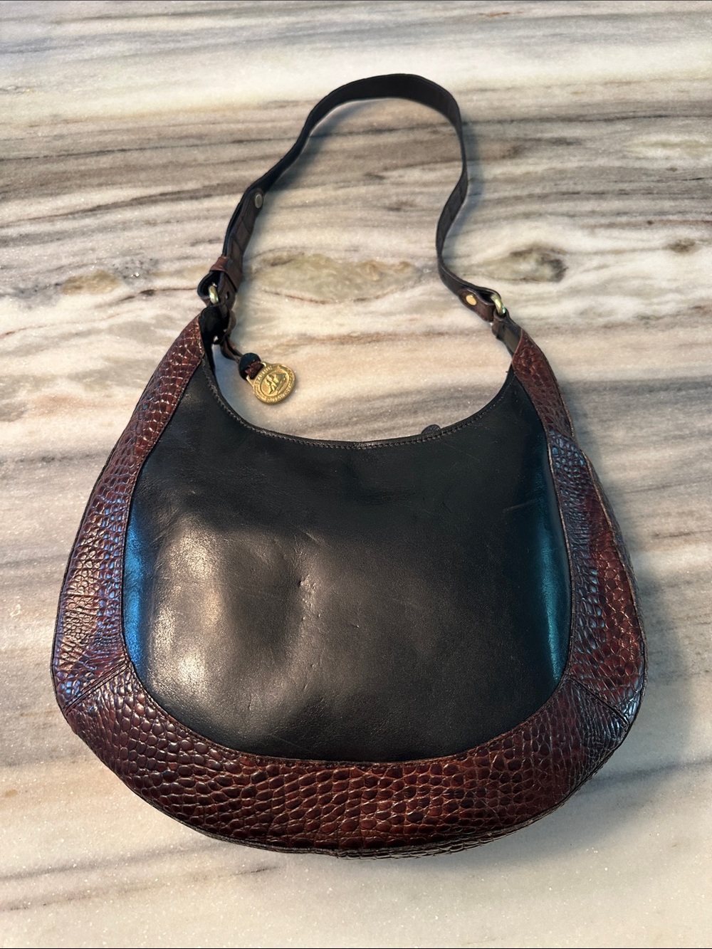 BRAHMIN CRESCENT BAG -two tone